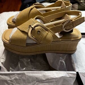 Marc Fisher Tan Espadrille Platform Shoes